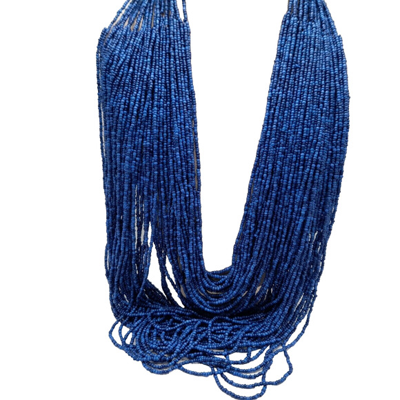 Chico's Blue Seed Bead Multistrand Necklace, 30", New With Tags, Silver Tone - Picture 11 of 15